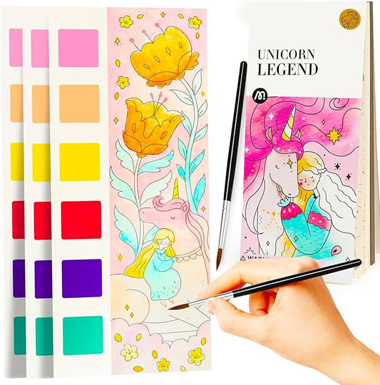 Watercolor Coloring Books for Kids Ages 4-6,8-12,Travel Pocket Water Color Paint Set for Toddlers Party Birthday Thank You Exchange Gift Art and Craft Easter Basket Stuffers for Toddlers