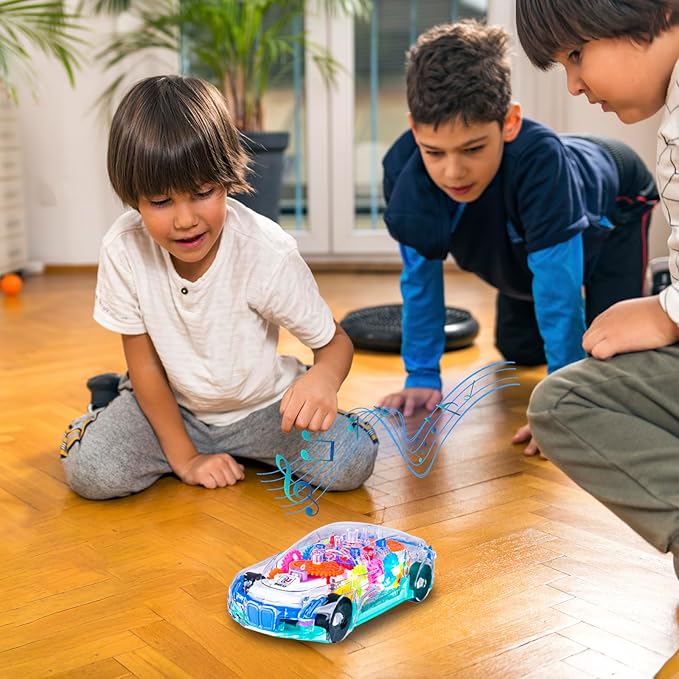 Berry President Transparent Electric Gear Train Toy with Flashing Lights 3 4 5 Year