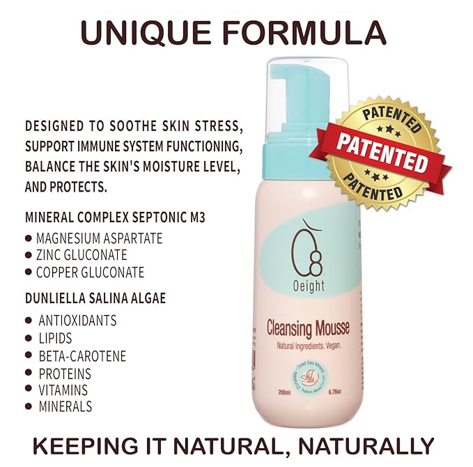 Cleansing Mousse: Natural Baby Body Wash Foam with Dunaliella Salina, Dead Sea Minerals 6.76 Oz