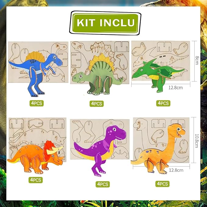 Valentines Day Gifts for Kids,23 Set 3D Puzzles Dinosaur DIY Painting Kit,Funny Dino Valentine Exchange Cards for Boys Girls Toddler School Class Classroom Party Favors (23)