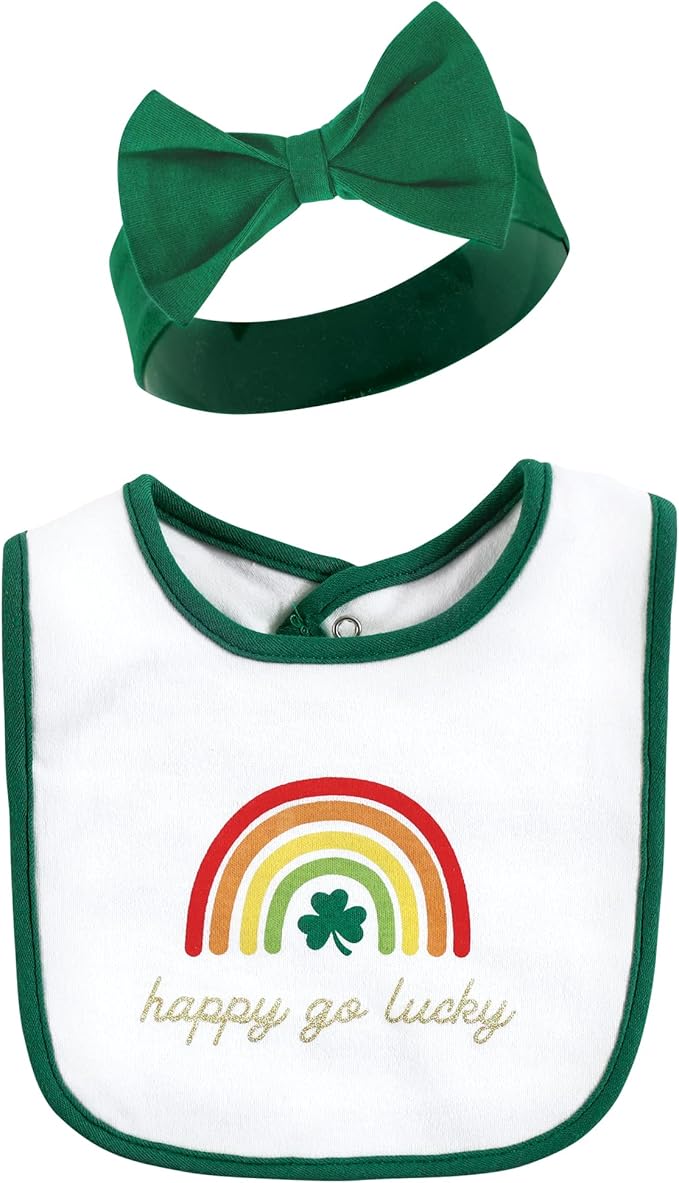 Hudson Baby Unisex BabyCotton Bib and Headband or Caps Set