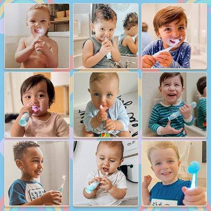 Papablic Toddler Sonic Electric Toothbrush for Ages 1-3 Years, Baby Electric Toothbrush with Cute Penguin Cover and Smart LED Timer, 2 Brush Heads (Pippin)