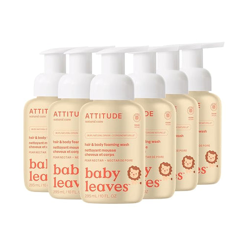 ATTITUDE 2-in-1 Hair and Body Foaming Baby Wash, EWG Verified Shampoo Soap 10 Fl 6)