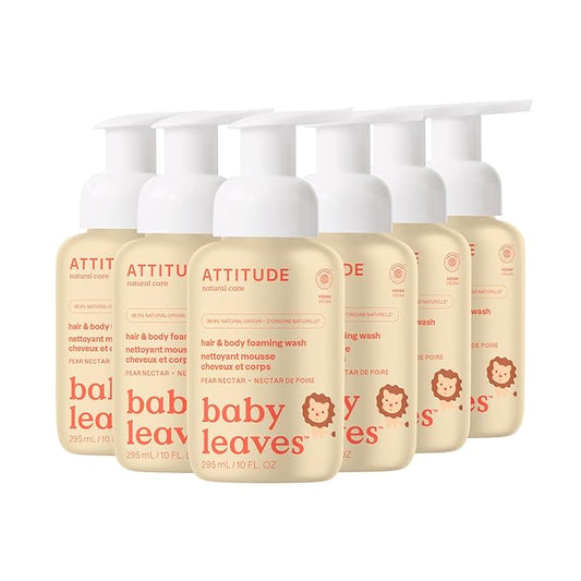 ATTITUDE 2-in-1 Hair and Body Foaming Baby Wash, EWG Verified Shampoo Soap 10 Fl 6)
