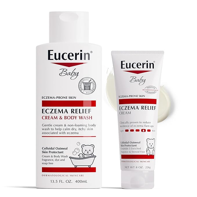 Eucerin Baby Skin Care Set for Eczema-Prone Skin with Colloidal Oatmeal (Skin Protectant), Fragrance Free 13.5 Fl 8 Oz