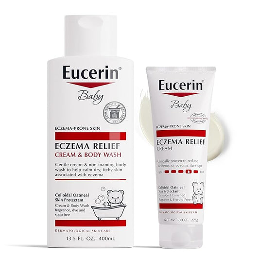 Eucerin Baby Skin Care Set for Eczema-Prone Skin with Colloidal Oatmeal (Skin Protectant), Fragrance Free 13.5 Fl 8 Oz