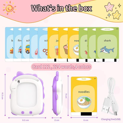 Talking Flash Card, Learning Toys for Ages 2-5, Montessori Learning Educational Sensory Toys, Kids Gift for Boys Girls Birthday Preschool Activity,224 Sight Words (Purple, Small)