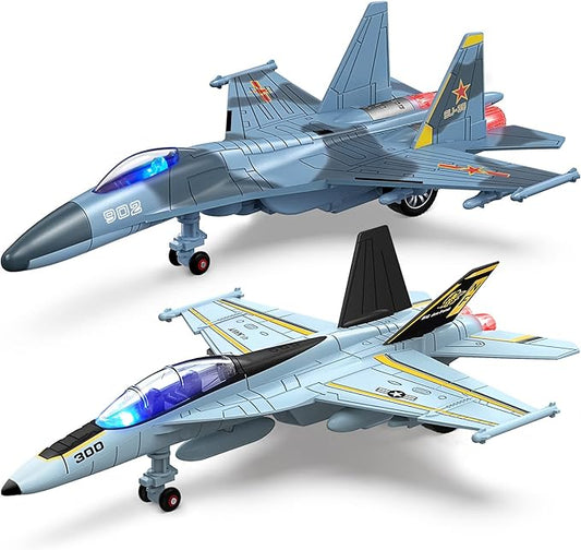 Geyiie Airplane Toy for Boys, Metal Plane Vehicle Playset 3 4 5 6
