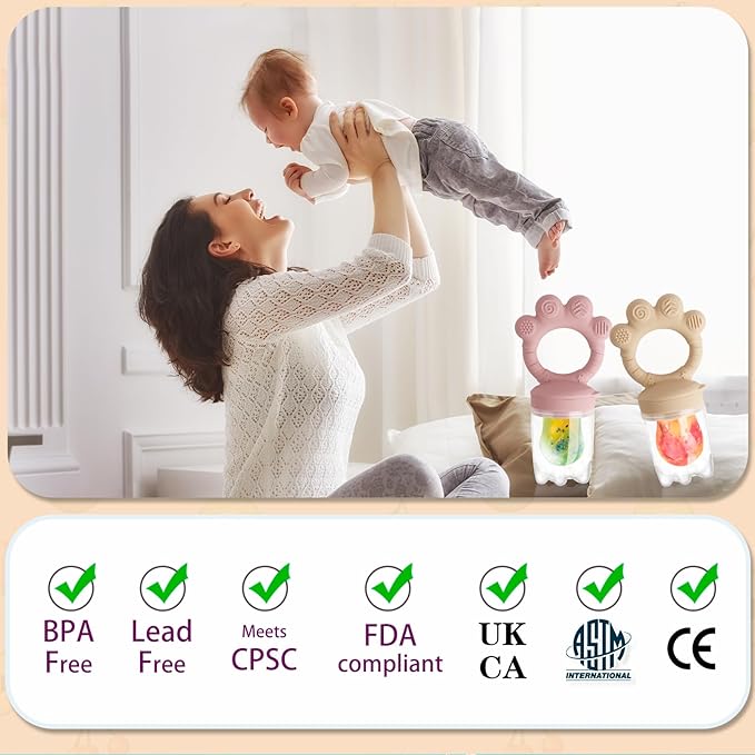 Baby Solids/Frozen Fruit Feeder Pacifier, Infant Teether Toy 4M+ 2-Pack (Claw