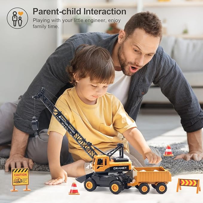Jenilily Crane Toy Construction Vehicles Model Car, Toy Truck Gifts 3 4 5 Years