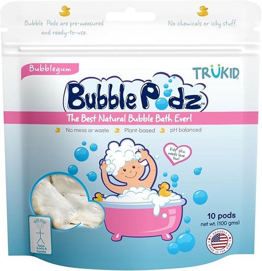 TruKid Bubble Podz Bubble Bath for Baby & Kids, Gentle Refreshing Bath Bomb for Sensitive Skin 7 for (10 Podz)