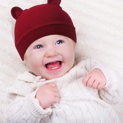 Geyoga 9 Pieces Newborn Baby Hat Bear Ears Infant Caps 2 Ears