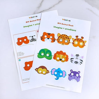 Winlyn 27 Sets Jungle Animal Masks Craft Kits Safari Animal Face Masks DIY Foam Zoo Animal Party Mask Art Sets Animal Face Stickers for Kids Jungle Safari Birthday Classroom Activities Party Favors