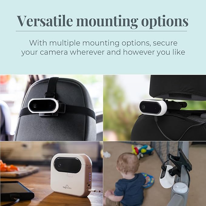 Tiny Traveler Baby Car Camera for 2 Kids, 5” Touch Screen Baby Car Monitor with Power Bank, No WiFi Baby Camera – Rear-Facing Car Seat Monitor Night Vision Baby Reminder Alert - White