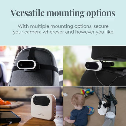 Tiny Traveler Baby Car Camera for 2 Kids, 5” Touch Screen Baby Car Monitor with Power Bank, No WiFi Baby Camera – Rear-Facing Car Seat Monitor Night Vision Baby Reminder Alert - White
