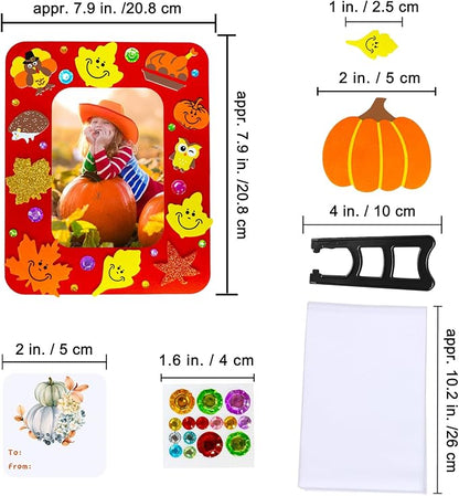 Winlyn 24 Sets Thanksgiving Craft Kits Fall Crafts DIY Autumn Harvest Picture Frame Decorations Festive Foam Stickers Fall Arts and Crafts for Kids Holiday Home Classroom Art Activities Party Favors