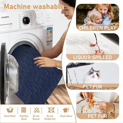 Recliner Covers That Stay in Place, 100% Waterproof Non-Slip Recliner Chair Covers with Pocket, Elastic Straps, Washable Reclining Chair Protector for Kids, Pets, Dog, Cat,Dark Blue,23IN