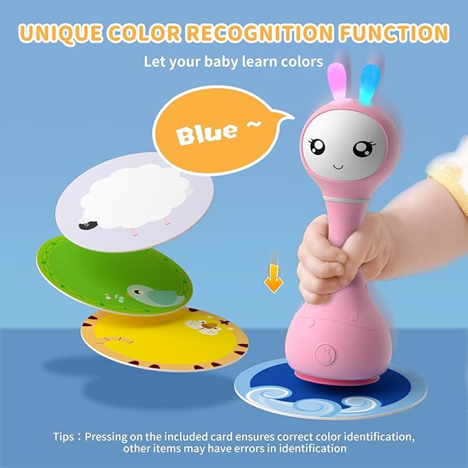 alilo Smarty Bunny Baby Rattle Musical Light Up Toys, Infants Newborns Baby Toys 0-3-6-12-18-24 Months 1 Year 4 Music 9 Color