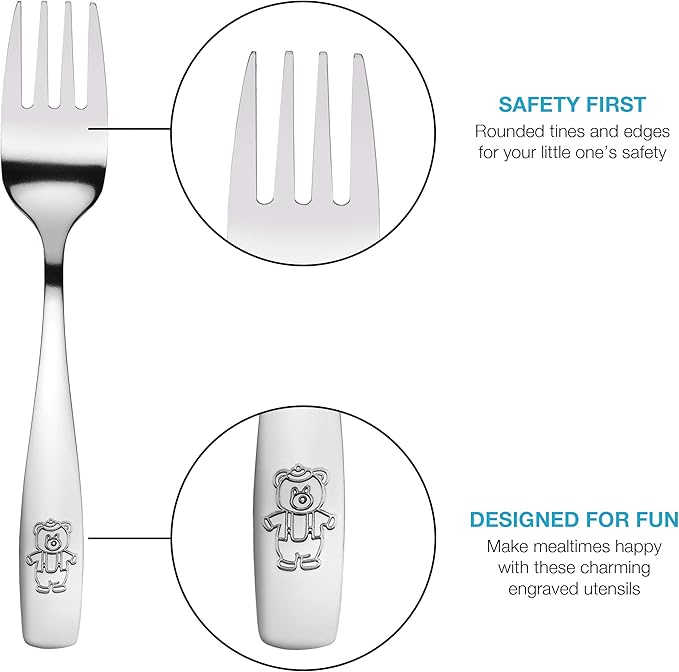 9 Piece Stainless Steel Kids Forks, Kids Cutlery, Child and Toddler Safe Flatware, Kids Silverware, Kids Utensil Set, Includes A Total of 9 Forks for Great Convenience, Ideal for Home and Preschools