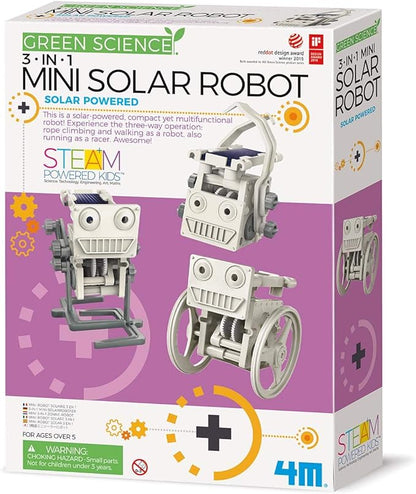 4M 3-In-1 Mini Solar Robot – STEM Toys DIY Green Science Eco-Engineering Building Kit Gift for Kids, 4M Mini Solar Robot 3 In 1