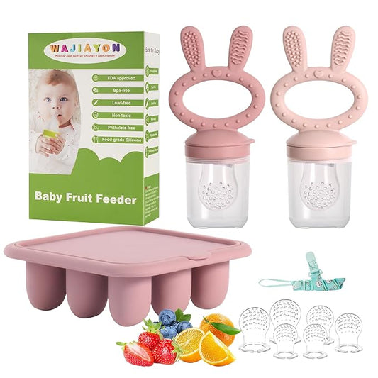 WAJIAYON Baby Breastmilk Popsicle Molds & Baby Fruit Feeder (3 Pack), Baby Food Freezer Tray Storage Containers