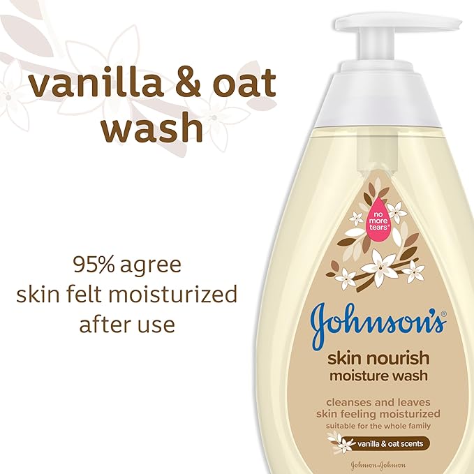 Johnson's Baby Skin Nourishing Moisture Baby Body Wash With Vanilla & Oat Scents, Hypoallergenic & Tear Free Baby Bath Wash 20.3 fl. 2)