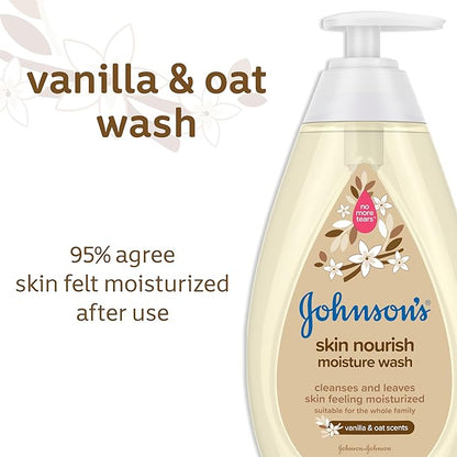 Johnson's Baby Skin Nourishing Moisture Baby Body Wash With Vanilla & Oat Scents, Hypoallergenic & Tear Free Baby Bath Wash 20.3 fl. 2)