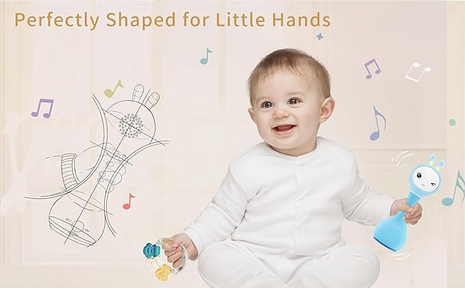 alilo Smarty Bunny Baby Rattle Musical Light Up Toys, Infants Newborns Baby Toys 0-3-6-12-18-24 Months 1 Year 4 Music 9 Color