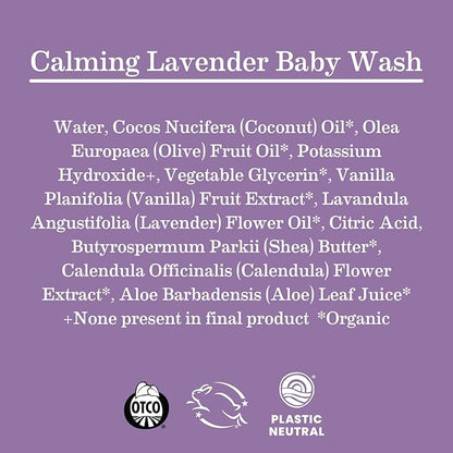 Earth Mama Calming Lavender Baby Wash Liquid Foaming Hand Soap, Organic All-Purpose Lavender Body Wash for Sensitive Skin 5.3Fl Oz (2PK)