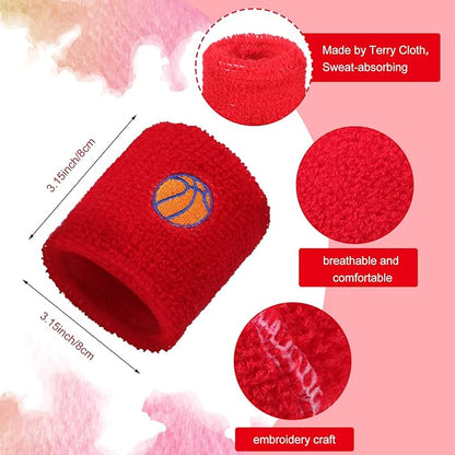 36 Pieces Sports Wristbands for Kids Colorful Baseball Wrist Sweatbands Acrylic Yarn Wrist Bands Sweat Bands for School Students Sports Basketball Birthday Party Favors Supplies, 6 Colors