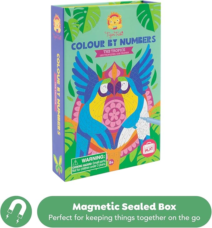 Tiger Tribe: Color by Numbers - The Tropics - Activity Set, Themed Coloring Pages, Markers, Color A Number at A Time, Kids & Tweens Ages 8+