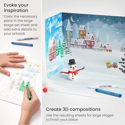 Arteza Kids Air Dry Clay, Winter Wonderland Stage Clay Kit, Craft Supplies for Learning Centers and Educational Playtime, Christmas, Birthday Gifts