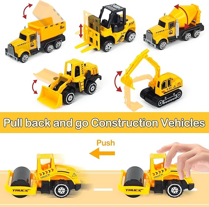 Construction Sensory Bin, Kids Play Sand Art Kit Sandbox with 2.2lbs Magic Sand, Molds, Shovel, 6Pcs Diecast Construction Trucks Toys, Crane, Sensory Sandbox with Cover for Boys Toddlers Age 3-8