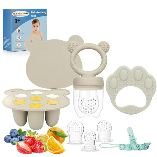 Baby Breastmilk Popsicle Molds & Baby Fruit Feeder (3 Pack), WAJIAYON Baby Food Freezer Tray Storage Containers