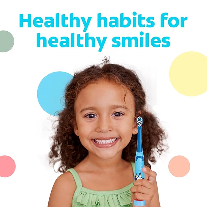 Colgate Kids Battery Powered Toothbrush, Batman, Extra Soft Toothbrush, Ages 3 and Up, 1 Pack, Colors May Vary & Kids Bluey Toothpaste with Fluoride, Fights Cavities, Mild Fruit Flavor, Sugar Free