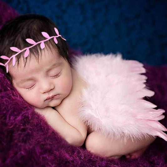 Holibeat 2PCS 0-6M Baby Angel Feather Wings Newborn Photo Props