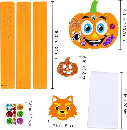 Winlyn 24 Sets Halloween Headbands Craft Kits DIY Crown Art Sets Spider Bat Jack-o'-Lantern Witch Hat with Halloween Foam Stickers Crafts for Kids Classroom Activities Halloween Party Trick-or-Treat