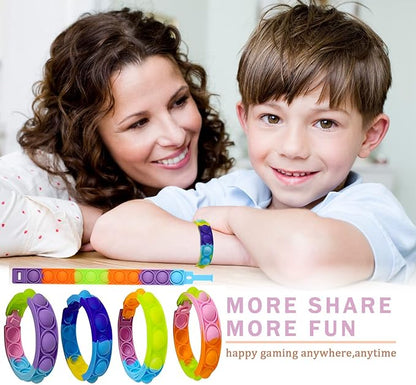 TOMOIN 30 Pcs Pop Fidget Bracelet, Wearable Push Pop Bubble Sensory Toy Stress Relief Silicone WristbandFidget Toy ,for Kids, Adults and ADHD Autism Anxiety Pop Colorful Wristband