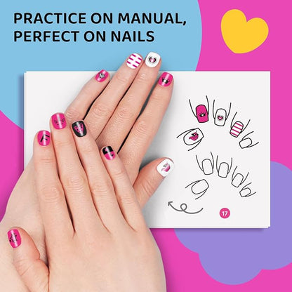 Tomons Kids Nail Polish Set for Girls, Nail Art Kit with Pens,Glitter,Stickers-Quick Dry& Non-Toxic Nail Polish, Ideal Birthday Christmas Gifts for 6-12 Years Old Kids