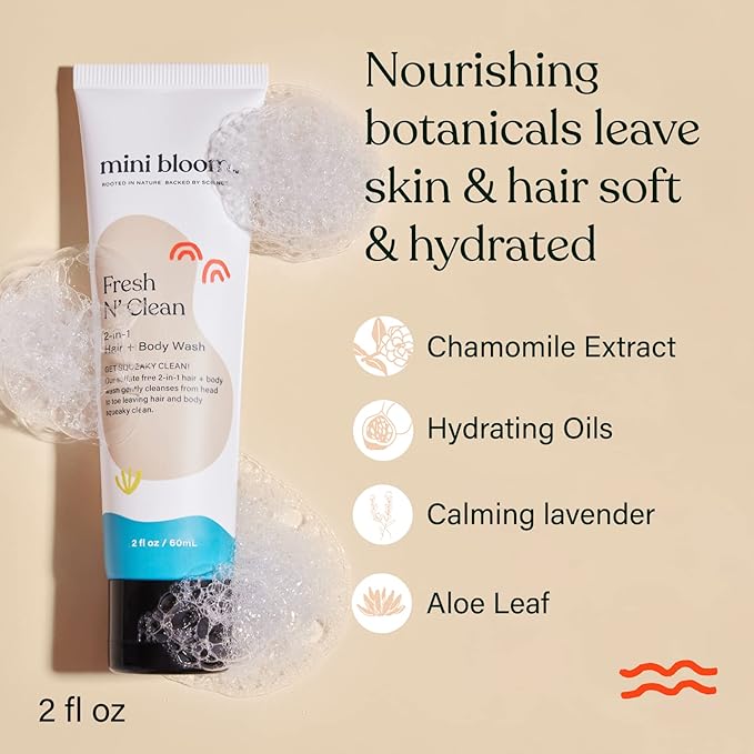 Fresh N’ Clean 2-in-1 Hair + Body Wash Shampoo Sulfate-Free Baby & Kid Safe Aloe leaf, Chamomile extract