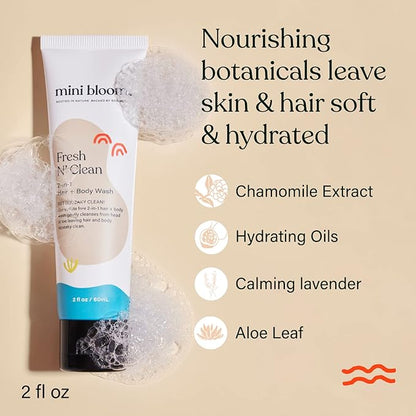 Fresh N’ Clean 2-in-1 Hair + Body Wash Shampoo Sulfate-Free Baby & Kid Safe Aloe leaf, Chamomile extract