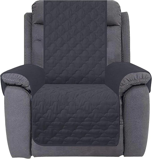 CHHKON Waterproof Nonslip Recliner Cover Stay in Place, Dog Couch Chair Cover Furniture Protector, Ideal Loveseat Slipcovers for Pets and Kids (Dark Grey, 23'')