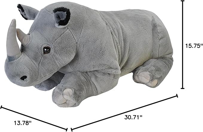 Wild Republic Jumbo Rhino Plush, Giant Stuffed Animal, Plush Toy, Gifts for Kids, 30", Model:19330