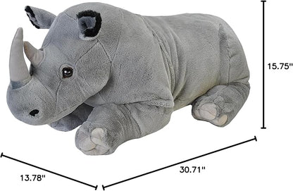Wild Republic Jumbo Rhino Plush, Giant Stuffed Animal, Plush Toy, Gifts for Kids, 30", Model:19330