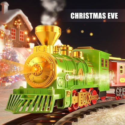 TEMI Large Train Set - Kids Electric Train Toy with 3 Way Smoke Locomotive, Light and Sounds 3 4 5 6 7 8+
