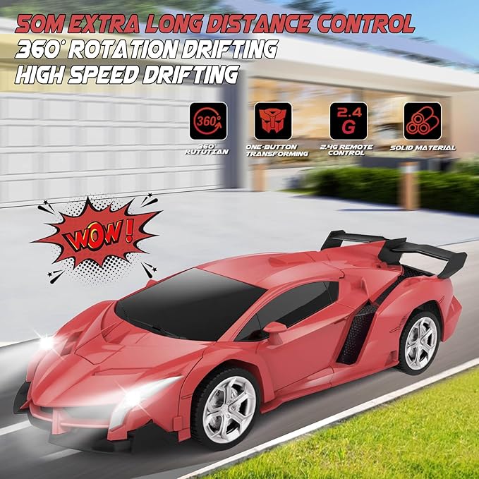 Transform Remote Control Car Toy for Kids 4 5 6 7 8, Remote Control Car for Boys 4-7, Transform Cars for Boys 4-6, Toy Car 5 Year Old Boy, Toys for 3 4 5 6 7 8 9 10 11 12 Years Old Boy