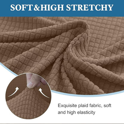 100% Waterproof Jacquard Fabric Couch Cover, Dual Layer with TPU Film, Leakproof High Elasticity Non-Slip Washable Furniture Protector for Pets, Dogs, Cats and Kids (Chair,Taupe)