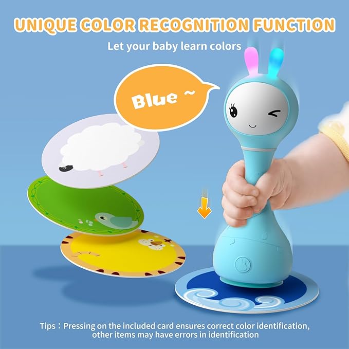 alilo Smarty Bunny Baby Rattle Musical Light Up Toys, Infants Newborns Baby Toys 0-3-6-12-18-24 Months 1 Year 4 Music 9 Color