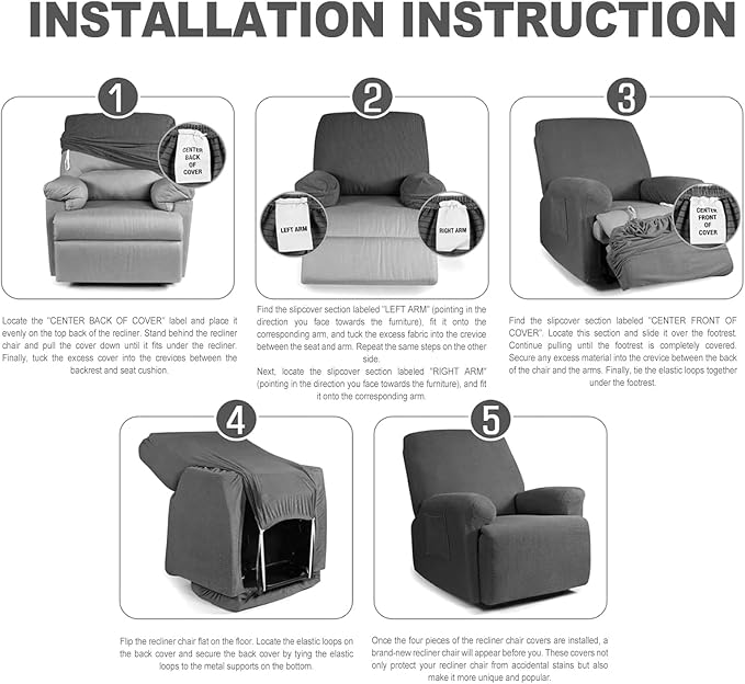 NORTHERN BROTHERS Stretchy Recliner Chair Covers, Velvet Recliner Covers, Lazy Boy Chair Cover (Black, 1 Seat)