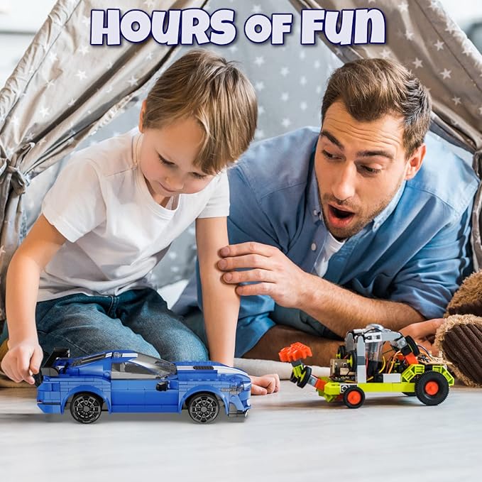 WISEPLAY Build Your Own RC Car Kit for Kids | 325-Pieces STEM Building Toys for Boys and Girls | Perfect Christmas & Birthday Gift for 6-10 Year Olds (Blue)